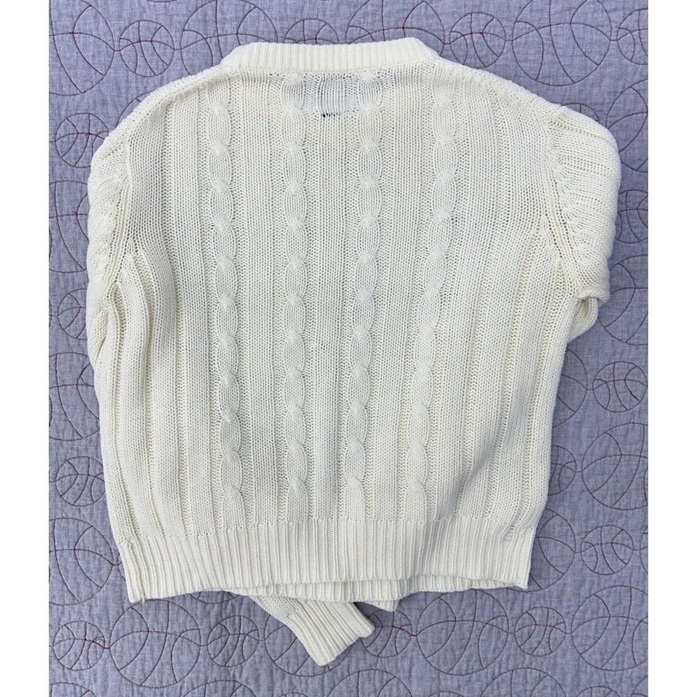 VTG 80s Sears Style Works Cable Knit Cream Sweater / Men's Size Large - Picture 4 of 7